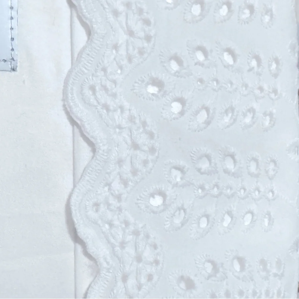 RACHEL ASHWELL KING Sheet Set White 200tc Cotton Percale Eyelet Scalloped Trim